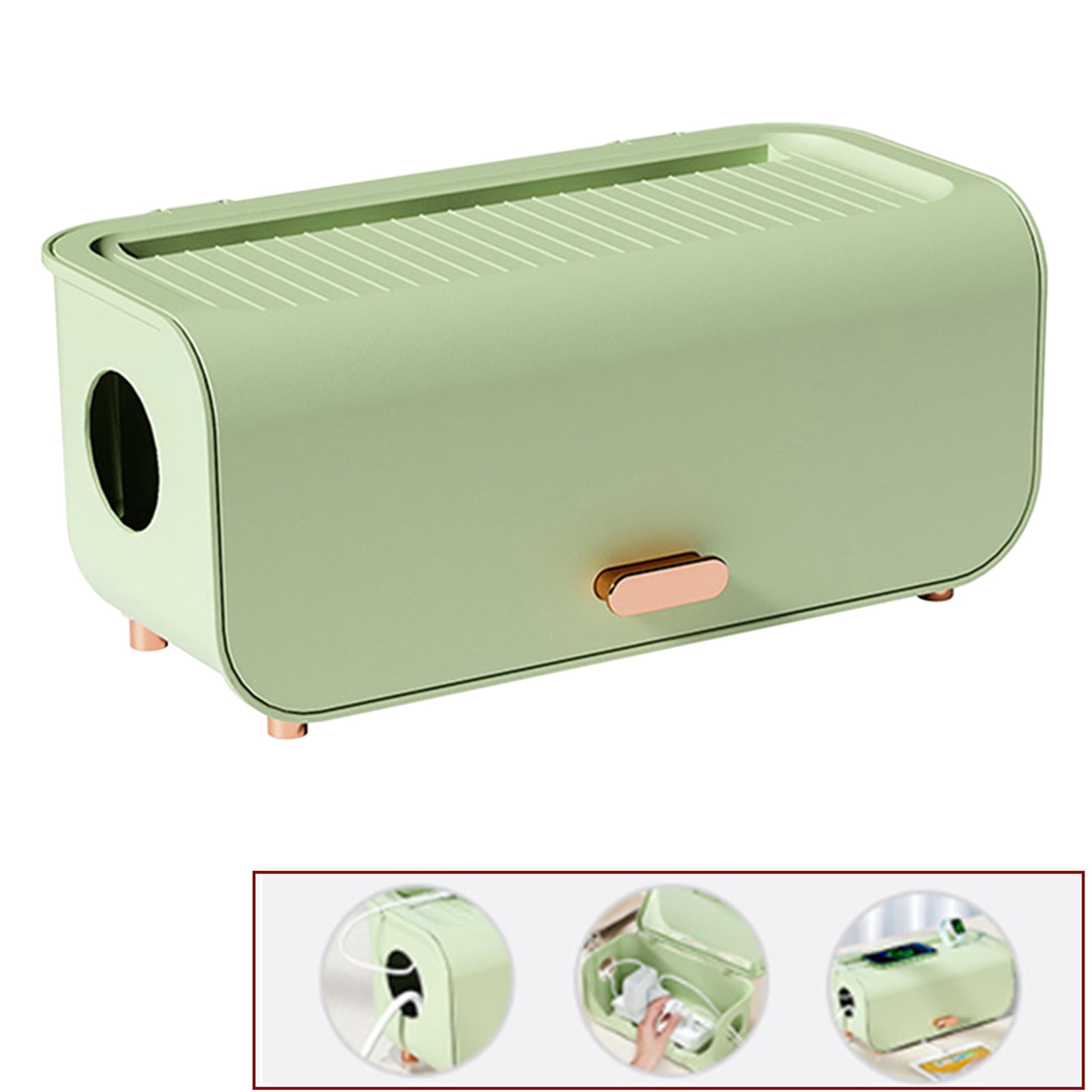 CCWADH Cable Management Box, Power Strip Holder, Floor Outlet Hiders, Desk Cord Organizer, Cover TV Wires, Wire Storage, Extension Hider, Office Concealer for Cords - Green
