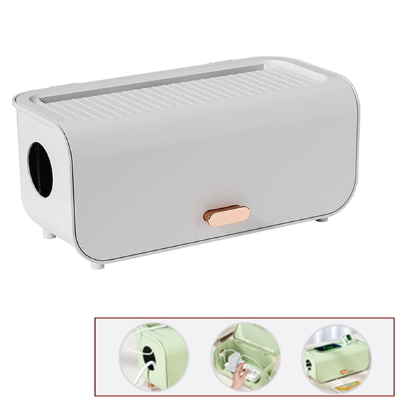CCWADH Cable Management Box - Cord Organizer Box to Hide Power Strip, TV Computer Wires Cable Organizer Box, Desk Cord Organizer for Home/Office - White
