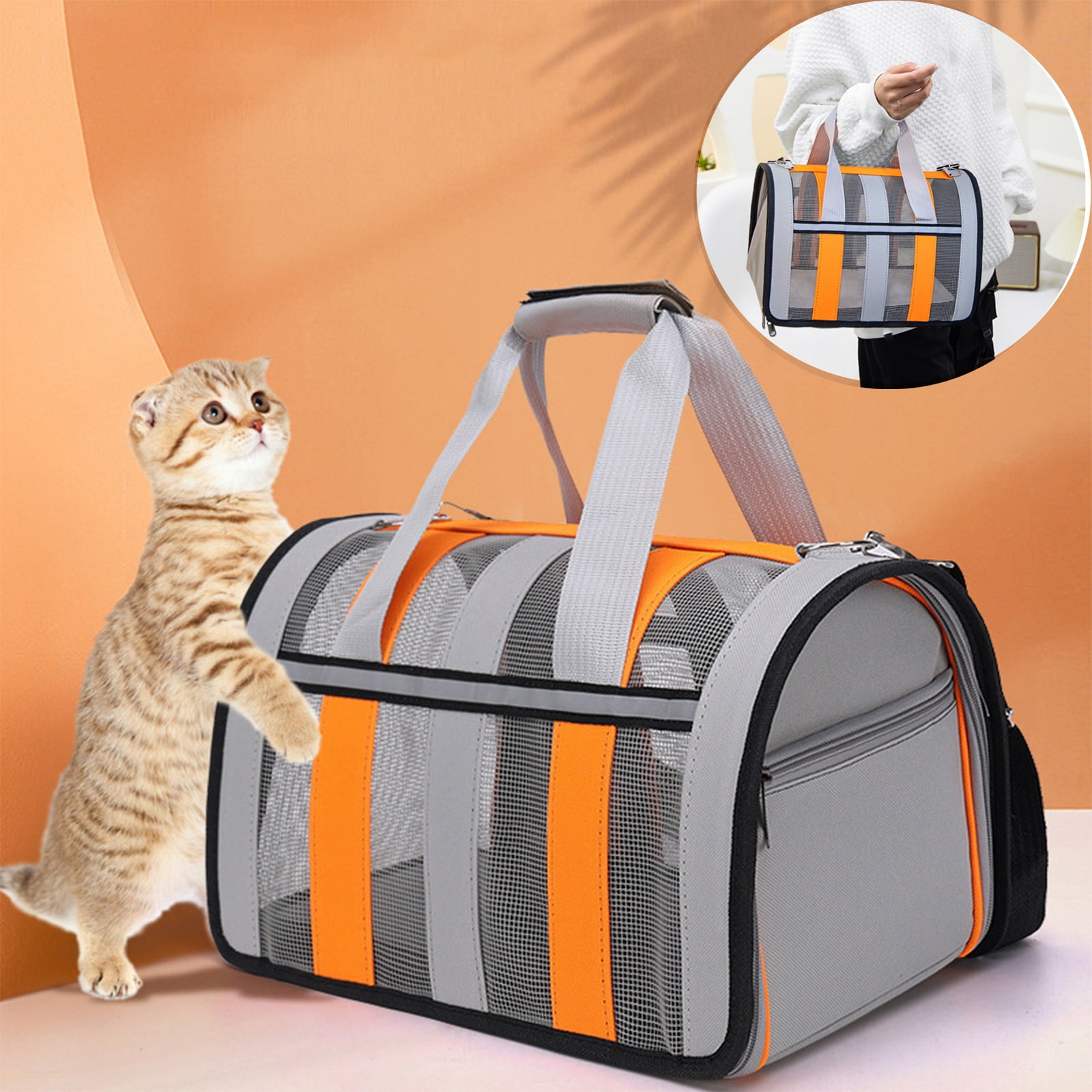 CCWADH Cat Carrier - Soft Sided Cat Carrier Large for Big Medium Cats ...