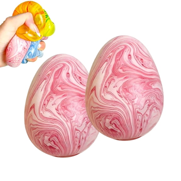 CCWADH Easter Egg Squishy Fidget To/ys, 2-Pack Stress Egg Squishy To/ys, Slow Rising Colorful Marbled Stress Balls, Stress Relief Sensory T/oys for Adults (Pink, 2 PCS)