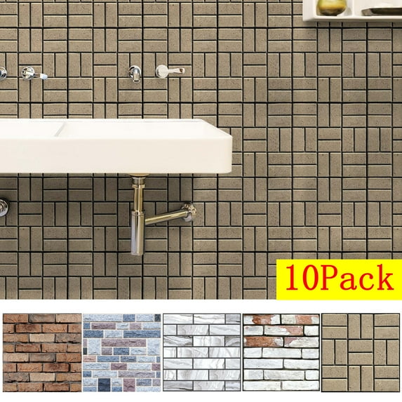CCWADH Faux Brick Wall Paper, Peel and Stick Brick Stickers,10 Pcs of 11.8"X11.8" Small Size Thin PVC Fake Brick Wallpaper for Interior Wall Decor