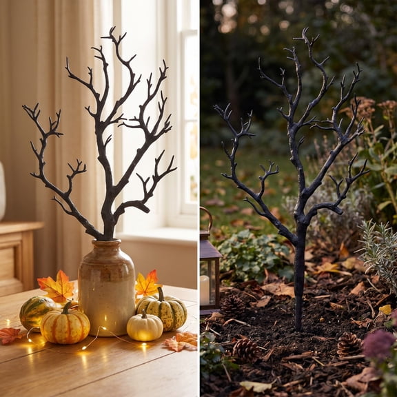 CCWADH Gothic Artificial Dry Branches for Halloween Decor - Eerie Twisted Twig Centerpieces for Indoor & Outdoor Displays - Perfect for Dark Style Enthusiasts & Scene Layouts