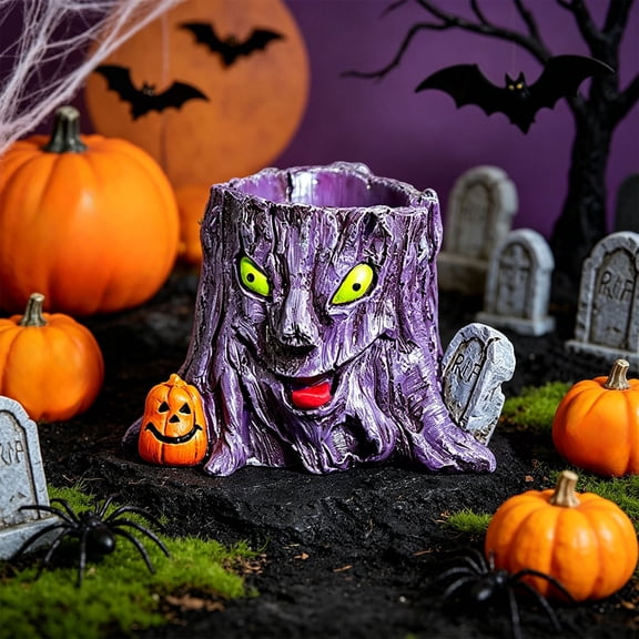 CCWADH Gothic Tree Demon Witch Ornament - Handmade Resin Halloween Decoration for Desktop, Porch, or Fireplace