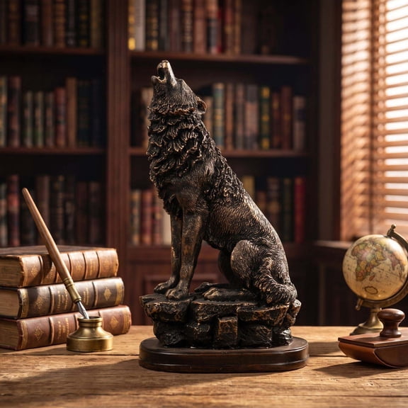 CCWADH Howling Wolf Resin Statue - Realistic Decor for Animal Lovers, Perfect Gift for Nature Enthusiasts and Collectors, Enhances Any Space with Intricate Details