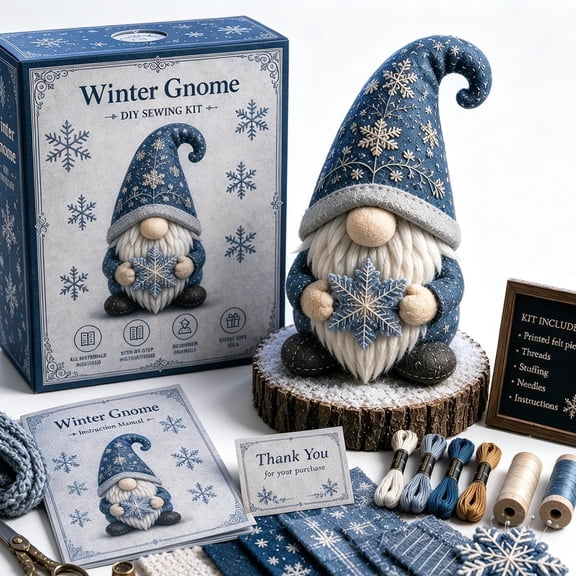 CCWADH Knitting DIY Gnome Kit – Complete Crafting Set with Video Tutorials, Adorable Decor for Holidays & Year-Round, Perfect Gift for Crafters