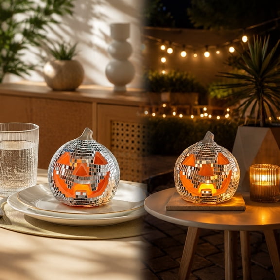 CCWADH Mirror O Pumpkin Halloween Decorative Lamp - LED Lit with Spooky Glow, Perfect for Fall Decor, Parties, and Themed Events, Ideal Gift for Halloween Enthusiasts