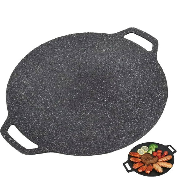 CCWADH Non-Stick Round Baking Pan, BBQ Grill Pan, Grill Pans for Indoor Cooking, Multifunctional Frying and Baking Pan for Indoor/Outdoor Grilling(28cm/11in)