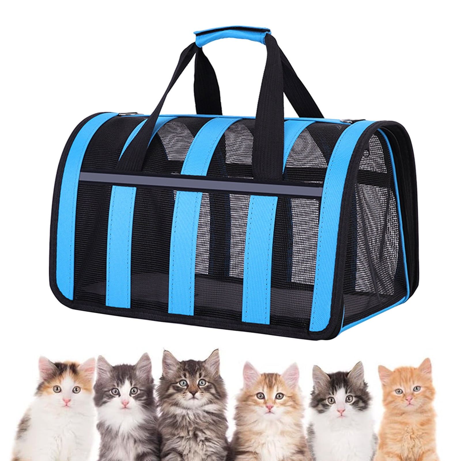 CCWADH Pet Carrier for Small Dog Cats, Portable Soft-Sided Breathable Mesh Cat Travel Bag Handbag, Collapsible Cat Carrying Case for Cats Small Medium Dogs Puppy(Blue-S)