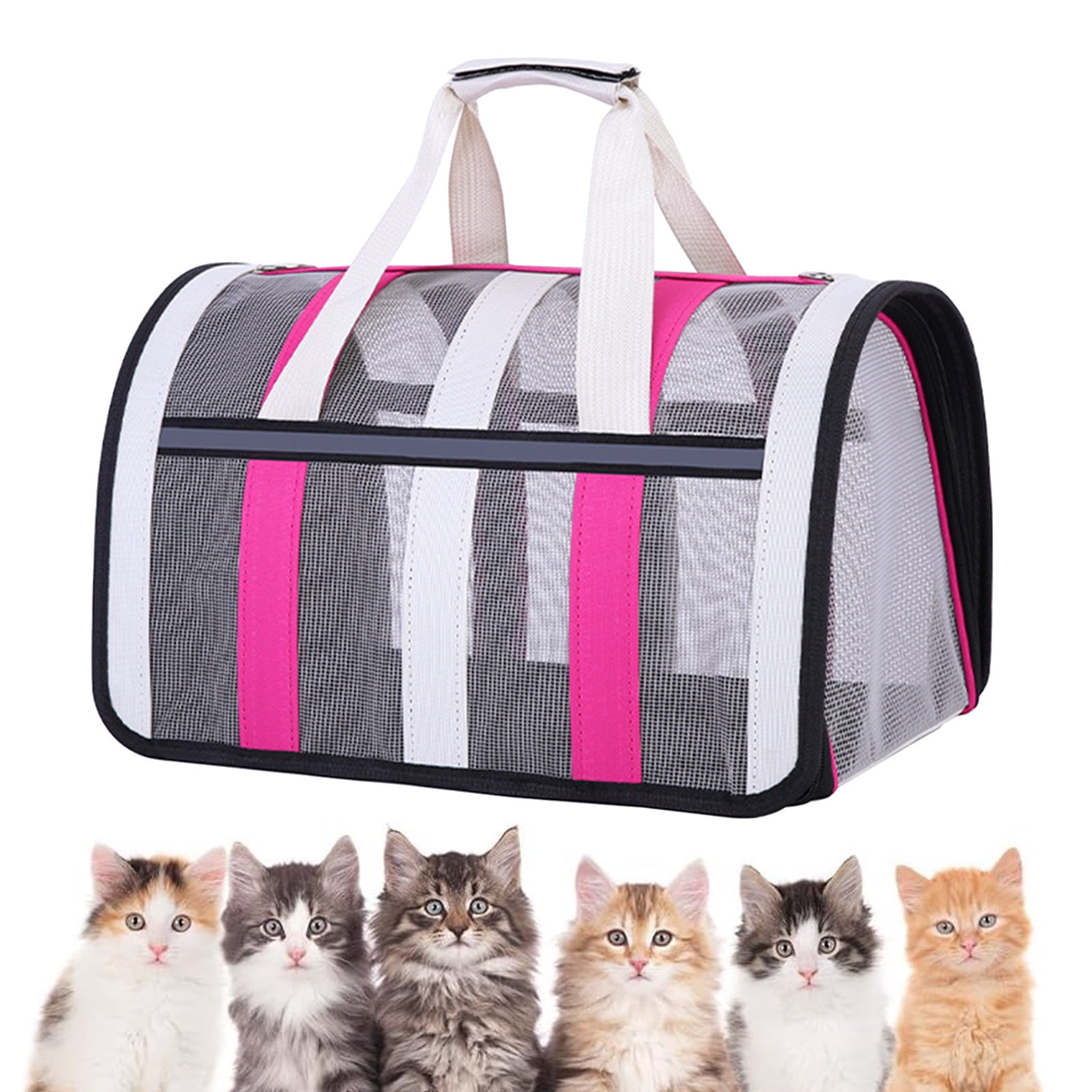 CCWADH Pet Carrier for Small Dogs, Cats, Puppy, Airline Approved Cat Carriers Dog Carrier Collapsible, Travel Handbag Bag for Cats Puppy(Hot Pink-L)