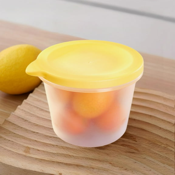 CCWADH Plastic Salad Dressing Cup With Leak-Proof Lid, Reusable Sauce Container, Seasoning Box, Lunch Box Accessory, Snack Dispensing Can, 1Pack-Yellow
