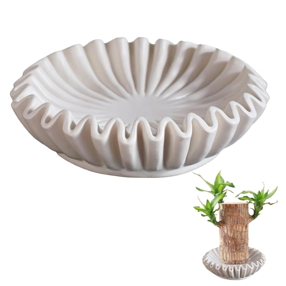 CCWADH Resin Decorative Bowl - Small 5.9" Decorative Bowls for Home Decor - Coffee Table Bowl Decor - Scalloped Ruffle Centerpiece Bowl, White, 1Pack