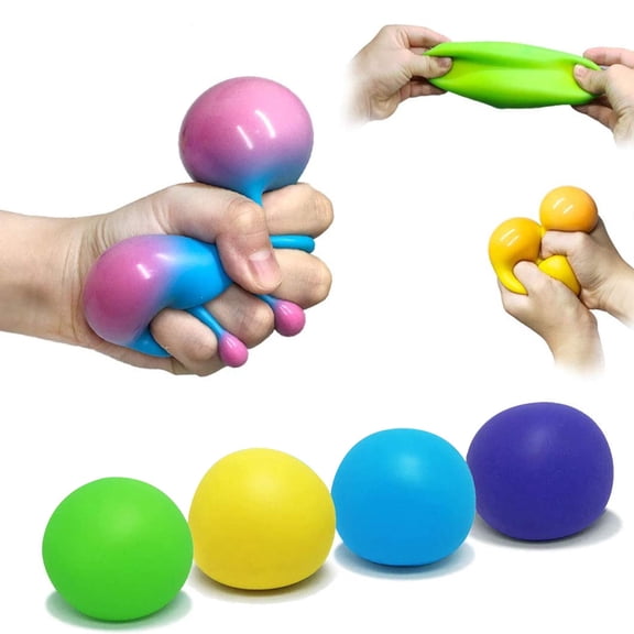CCWADH Squi|shy Stress Ball Set - Sensory Toys for Adults - Fidget Balls for Adults - Squeeze Balls for Stress Relief - Pack of 4 (Random Color)