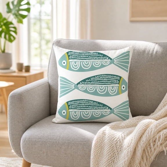 CCWADH Stylish Nautical Fish Pillow Cover for Home Decor | Soft Decorative Cushion for Sofa, Couch, and Car | Hidden Zipper for Easy Maintenance