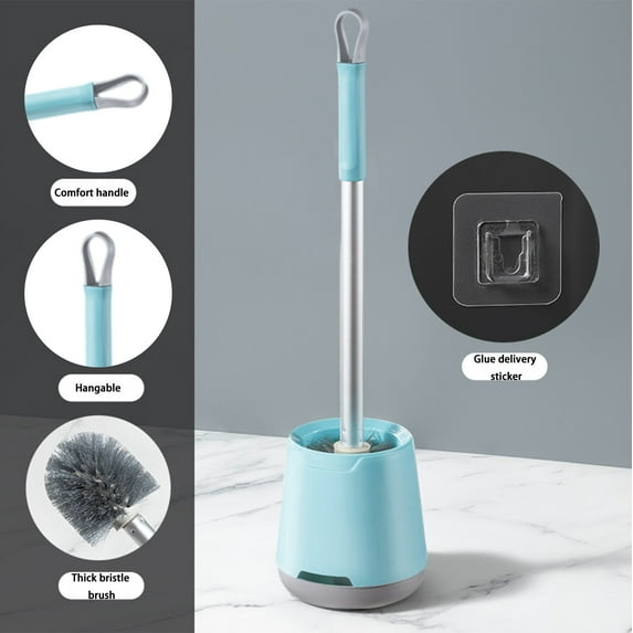 CCWADH Toilet Brush, 19.8" Toilet Brush and Holder Set Bathroom Accessories, Toilet Scrubber with Hard Bristles for Deep Cleaning, Blue