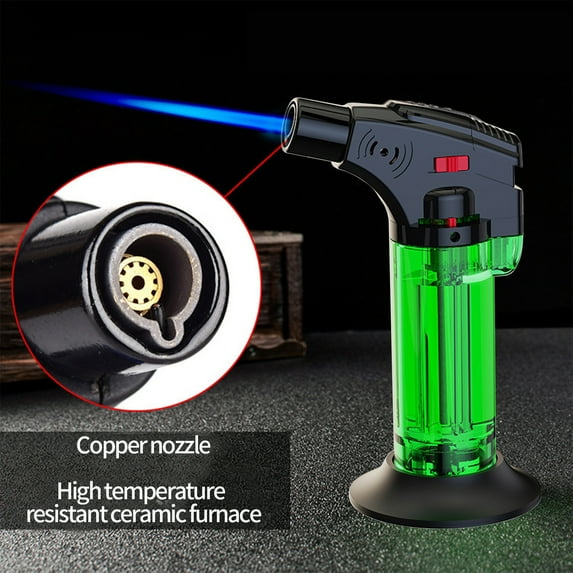 CCWADH Torch Lighters Butane Refillable Lighter Single Jet Flame Windproof Torch Lighter Multi Utility Mini Gas Lighter Blow Torch Lighters for Candle Fireplace Camping Grill BBQ Kitchen(Green)