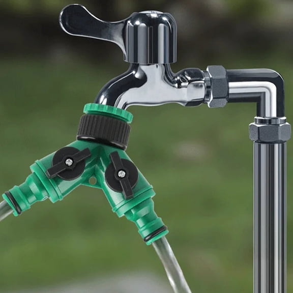CCWADH Two-Head Faucet Diverter Splitter for Efficient Garden Watering - Easy Installation for Dual Hose Use and Optimal Performance