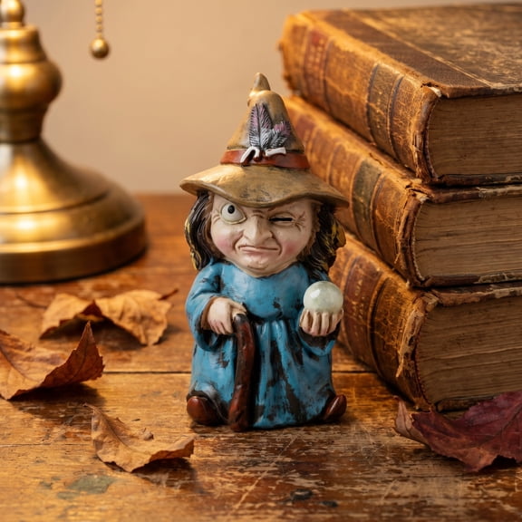 CCWADH Vintage Winking Witch Figurine - Distressed Resin Tabletop Decor for Halloween Party and Home Decoration, Ideal Gift for Holiday Enthusiasts
