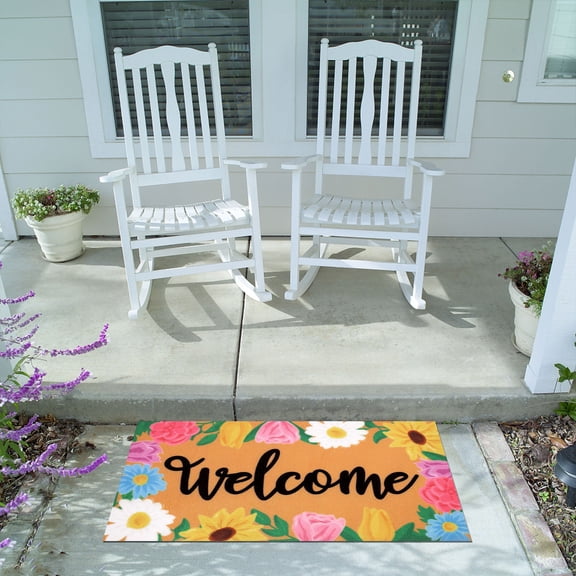 CCWADH Welcoming Spring Doormat for Indoor & Outdoor Use - Stylish Entrance Rug with Quotes for Home, Patio, Office & Garden