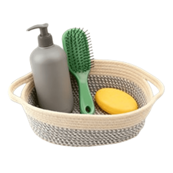 CCWADH Woven Cotton Rope Storage Basket with Handles for Organizing Shelves Closet Clothes Toy Baskets Box Bin Decorative Rectangle Basket Gift Basket Empty, 1Pack, Gray