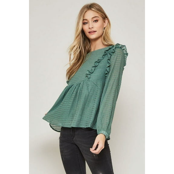 CCWHOLESALESCLOTHINGS by Green Striped Woven Top, Women's Size S