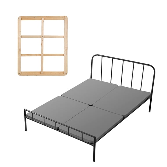 CCY Queen Size Bunkie Board, 1.5 in Bed Board Slats with 200D Oxford Cloth, Wooden Mattress Support for Queen Size Bed, Easy Assembly Support under Mattress, 4 Piece, Gray