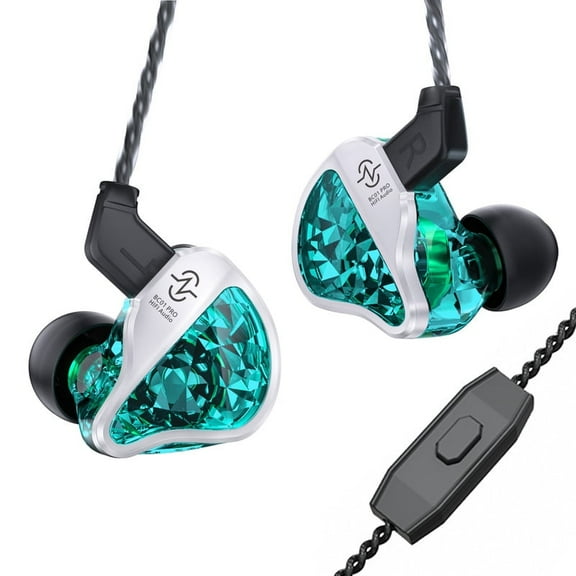 CCZ BC01 Pro in Ear Monitor Headphones,1DD+1BA Zinc Alloy Cover Hybrid Driver HIFI IEM Earphone Wired Earbuds Bass with Detachable Cable for Gaming Singers Musicians(Cyan,with mic)