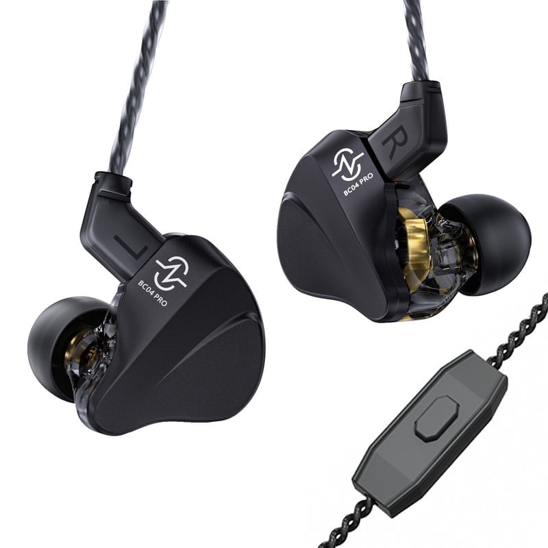 CCZ BC04 Pro in Ear Monitor Headphones,1DD+1BA Zinc Alloy Cover Hybrid Driver HIFI IEM Earphone Wired Earbuds Bass with Detachable Cable for Gaming Singers Musicians(Black,with mic)