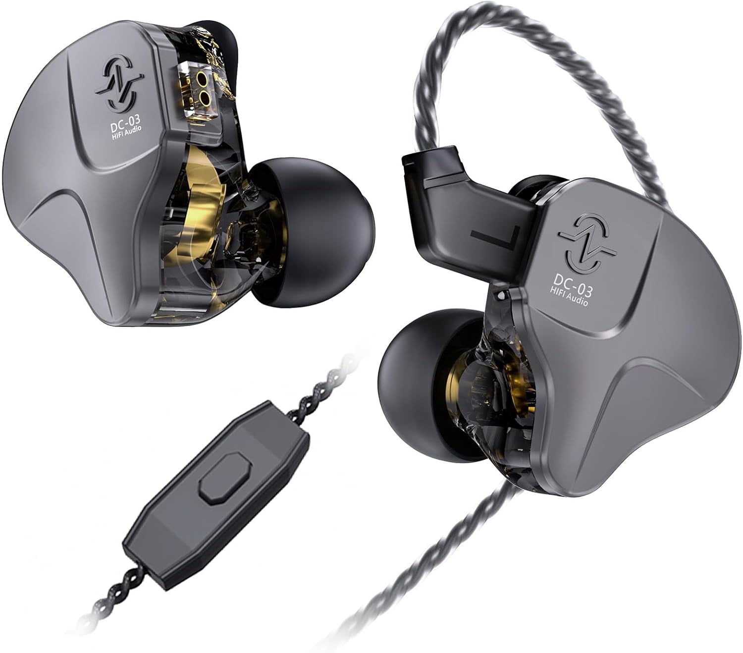 CCZ DC03 in Ear Monitor Headphones, Deep Bass Sound Wired Earbuds IEM Earphones, 1DD HiFi in Ear Headphones Noise Cancelling Ear buds, IEMs for Gaming Musician Singer Stage Calling