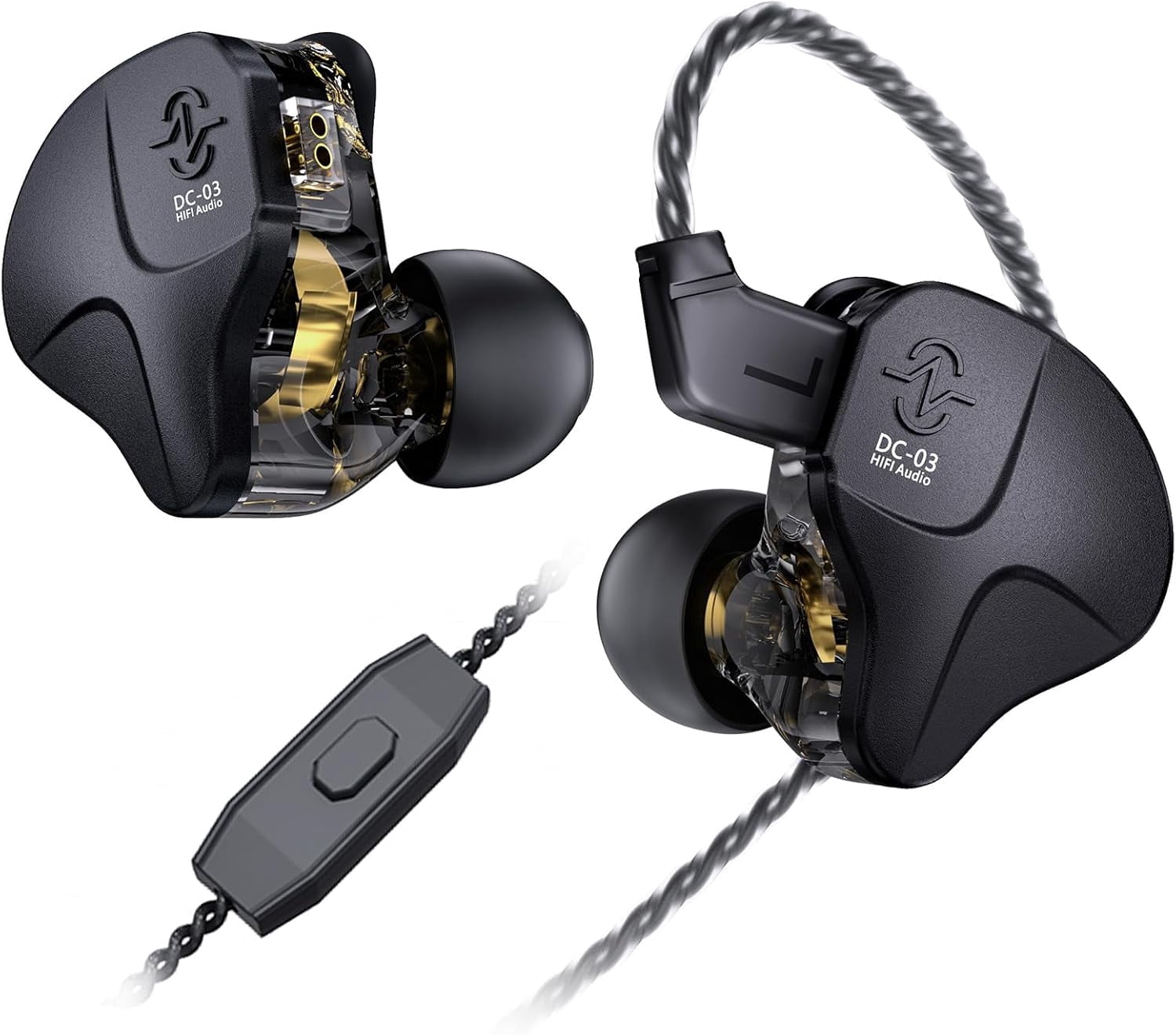 CCZ DC03 in Ear Monitor Headphones, Deep Bass Sound Wired Earbuds IEM Earphones, 1DD HiFi in Ear Headphones Noise Cancelling Ear buds, IEMs for Gaming Musician Singer Stage Calling