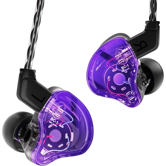 CCZ Melody in ear  Headphones, hifi 1DD 1BA Drivers iem Earphones, Wired Earbuds with Crisp Clear Sound, 3.5mm Corded Earbuds for Singers Musicians Drummer Studio (Purple, without microphone)