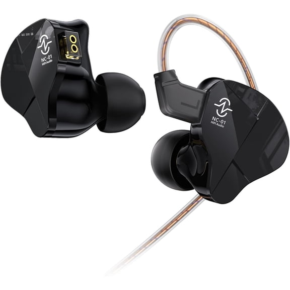 CCZ NC01 Gospel Gaming Earbuds, Stereo Sound in Ear  Headphones Wired, Customized Dual  DD IEMS Earphone with Detachable Tangle-Free  PC Cavity for Computer(without mic,Dark Black)