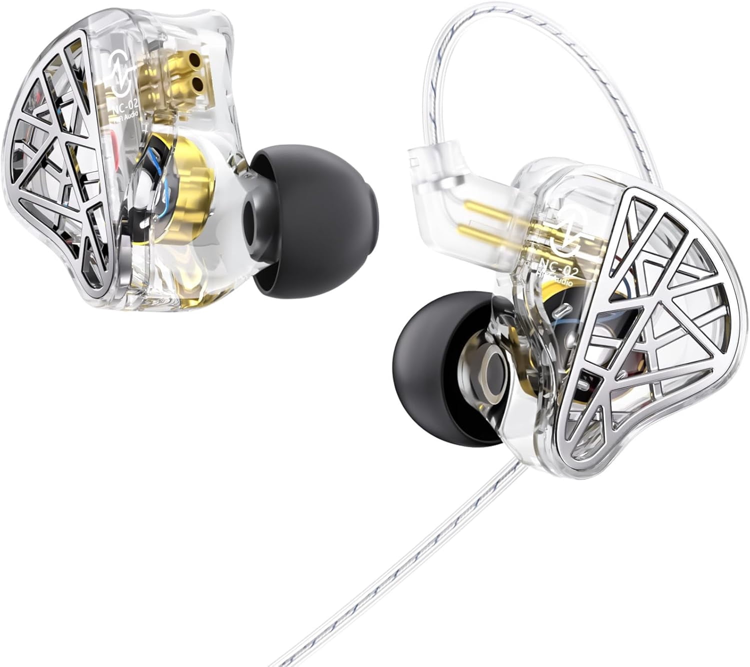 CCZ NC02 in Ear Monitor Headphones, in Ears for Singers, Deep Bass Wired Gaming Earbuds, Dynamic Dual Driver DD IEM Earphones, IEMs for Gaming Musincian Drummer, Tangle-free Cable