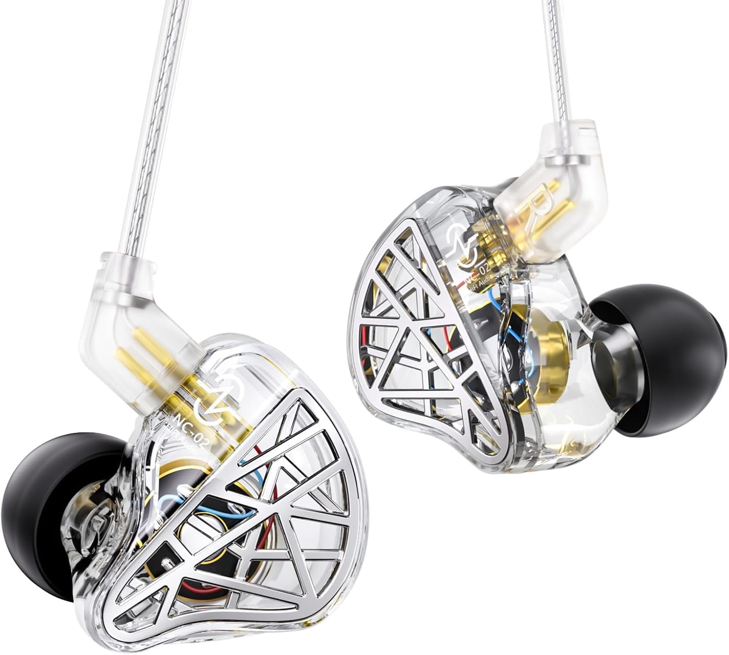 CCZ NC02 in Ear Monitor Headphones, in Ears for Singers, Deep Bass Wired Gaming Earbuds, Dynamic Dual Driver DD IEM Earphones, IEMs for Gaming Musincian Drummer, Tangle-free Cable