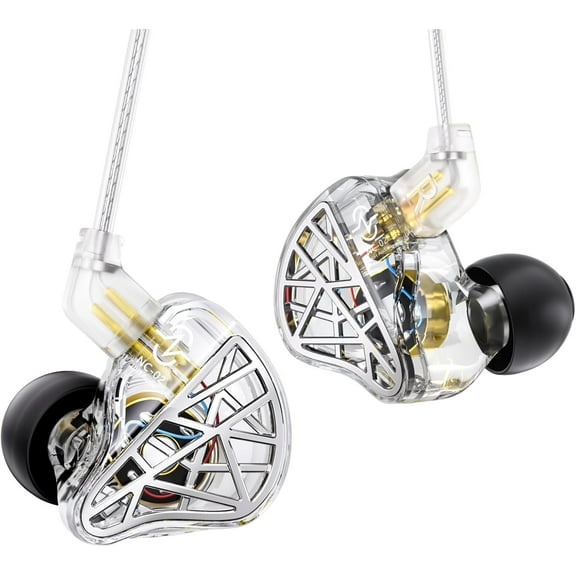 CCZ NC02 in Ear Monitor Headphones, in Ears for Singers, Deep Bass Wired Gaming Earbuds, Dynamic Dual Driver DD IEM Earphones, IEMs for Gaming Musincian Drummer, Tangle-free Cable