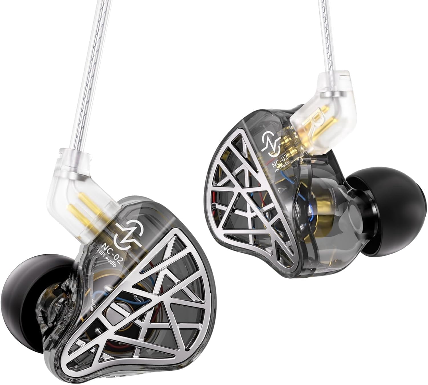 CCZ NC02 in Ear Monitor Headphones, in Ears for Singers, Deep Bass Wired Gaming Earbuds, Dynamic Dual Driver DD IEM Earphones, IEMs for Gaming Musincian Drummer, Tangle-free Cable
