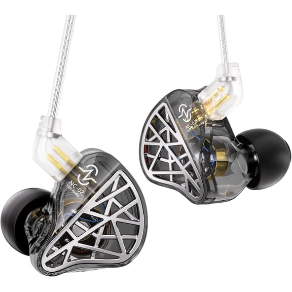 CCZ NC02 in Ear Monitor Headphones, in Ears for Singers, Deep Bass Wired Gaming Earbuds, Dynamic Dual Driver DD IEM Earphones, IEMs for Gaming Musincian Drummer, Tangle-free Cable