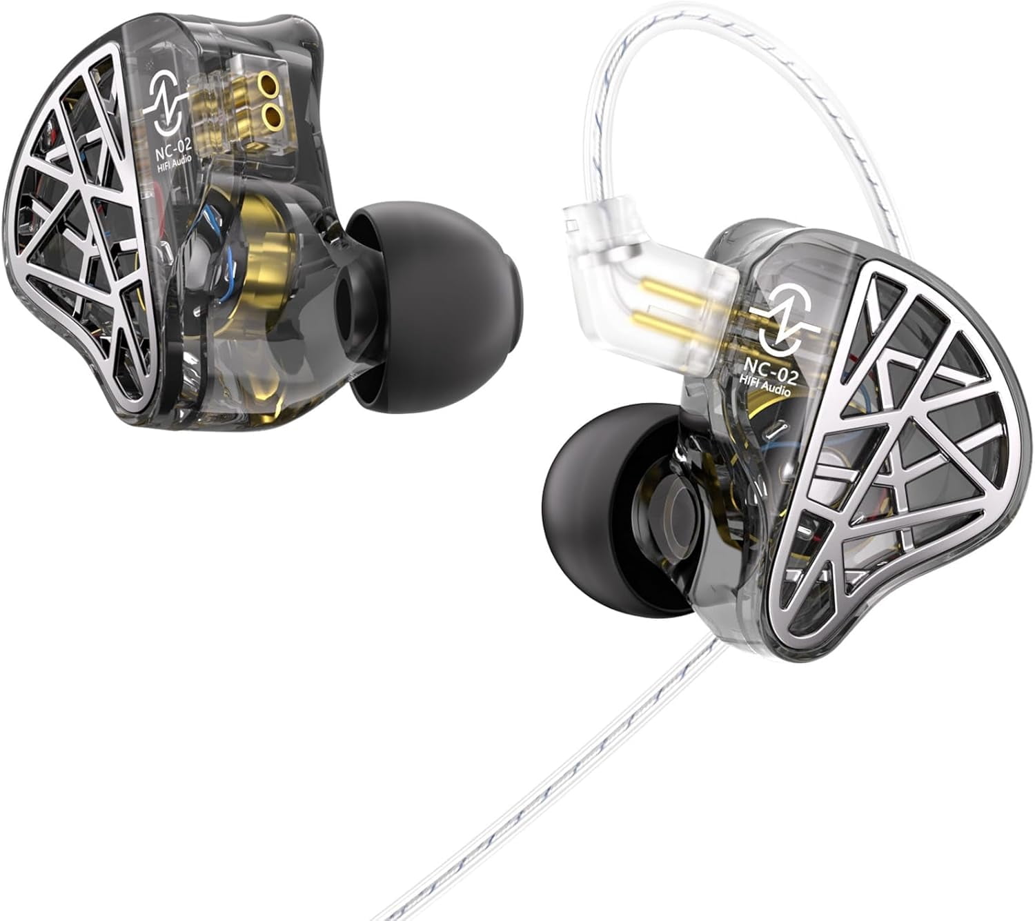 CCZ NC02 in Ear Monitor Headphones, in Ears for Singers, Deep Bass Wired Gaming Earbuds, Dynamic Dual Driver DD IEM Earphones, IEMs for Gaming Musincian Drummer, Tangle-free Cable
