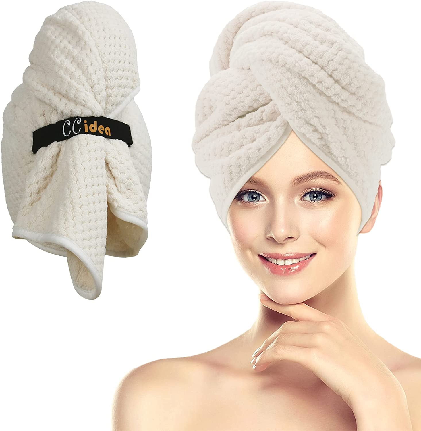 CCidea 40"x22.5" Large Microfiber Hair Towel, 1 Pack Fast Drying Hair