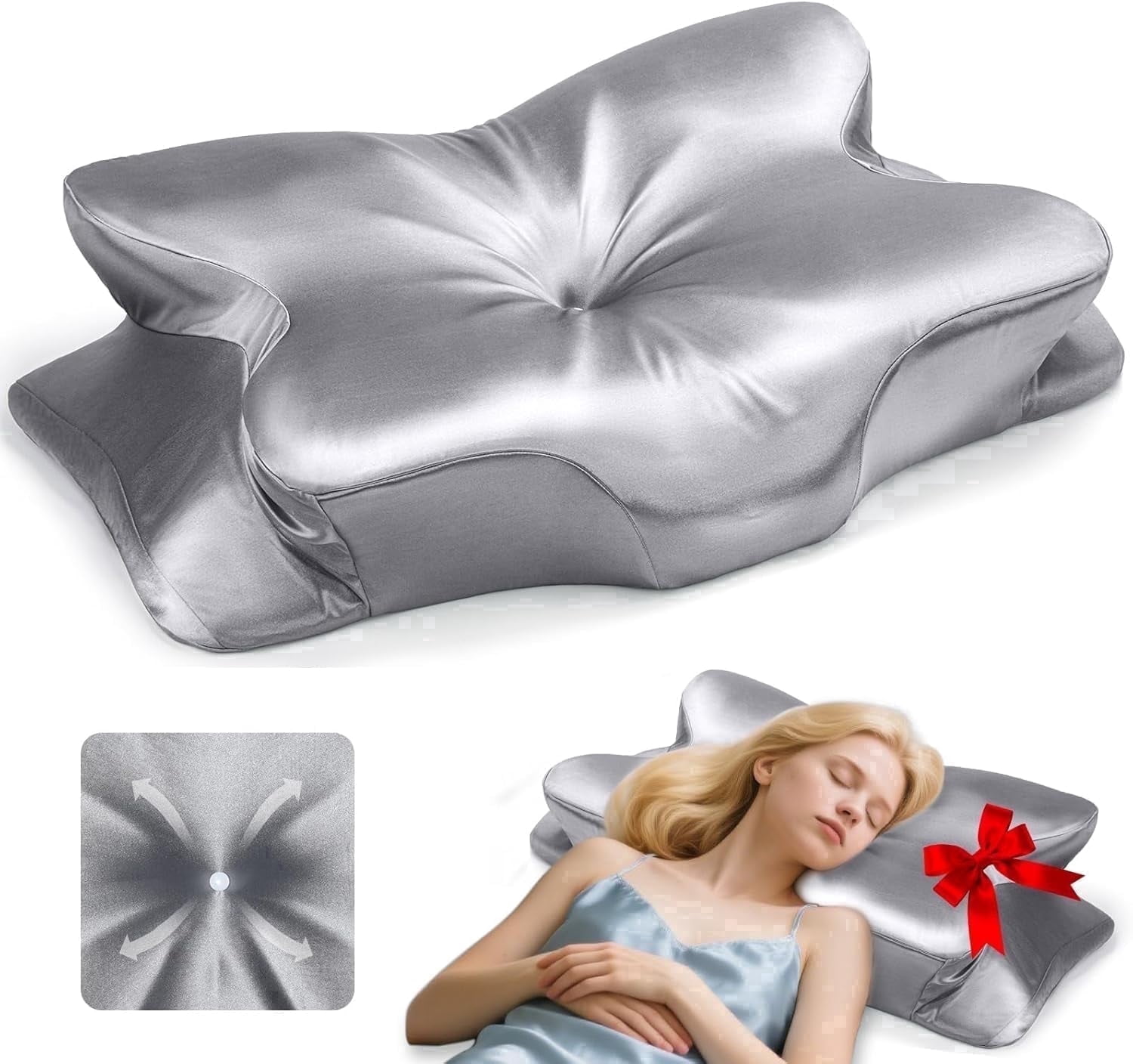 CCidea Cervical Neck Support Pillow for Sleeping & Pain Relief – Ergonomic Contour Memory Foam Pillows for Side/Back/Stomach Sleepers