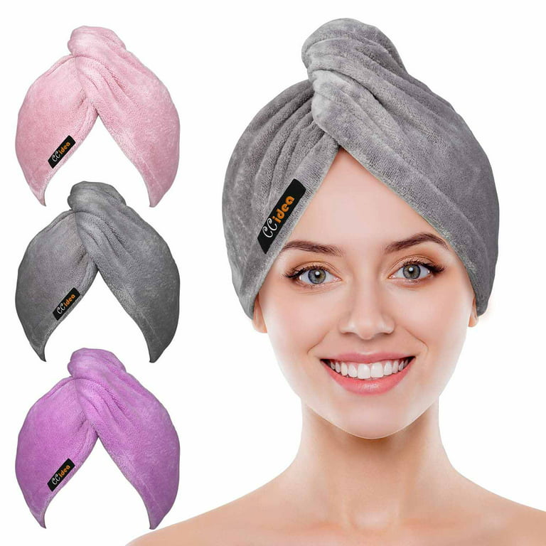 CCidea Microfiber Hair Towel 3 Pack, Quick Drying TowelsTurban