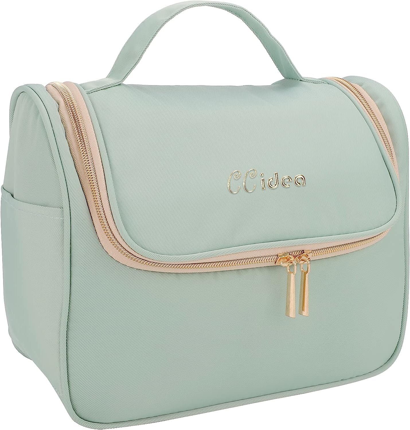 CCidea Travel Makeup Bag, Large Capacity Cosmetic Bag, Handportable Hanging Toiletry Bag (Green