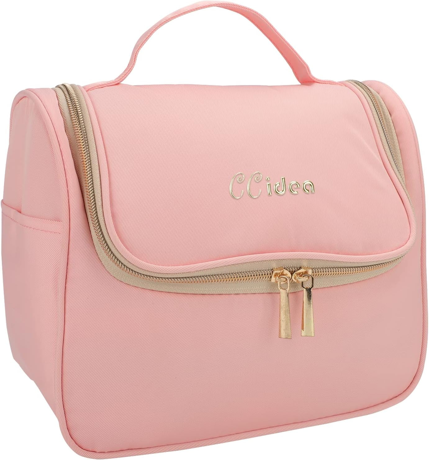 CCidea Travel Makeup Bag, Large Capacity Cosmetic Bag, Handportable Hanging Toiletry Bag(Pink