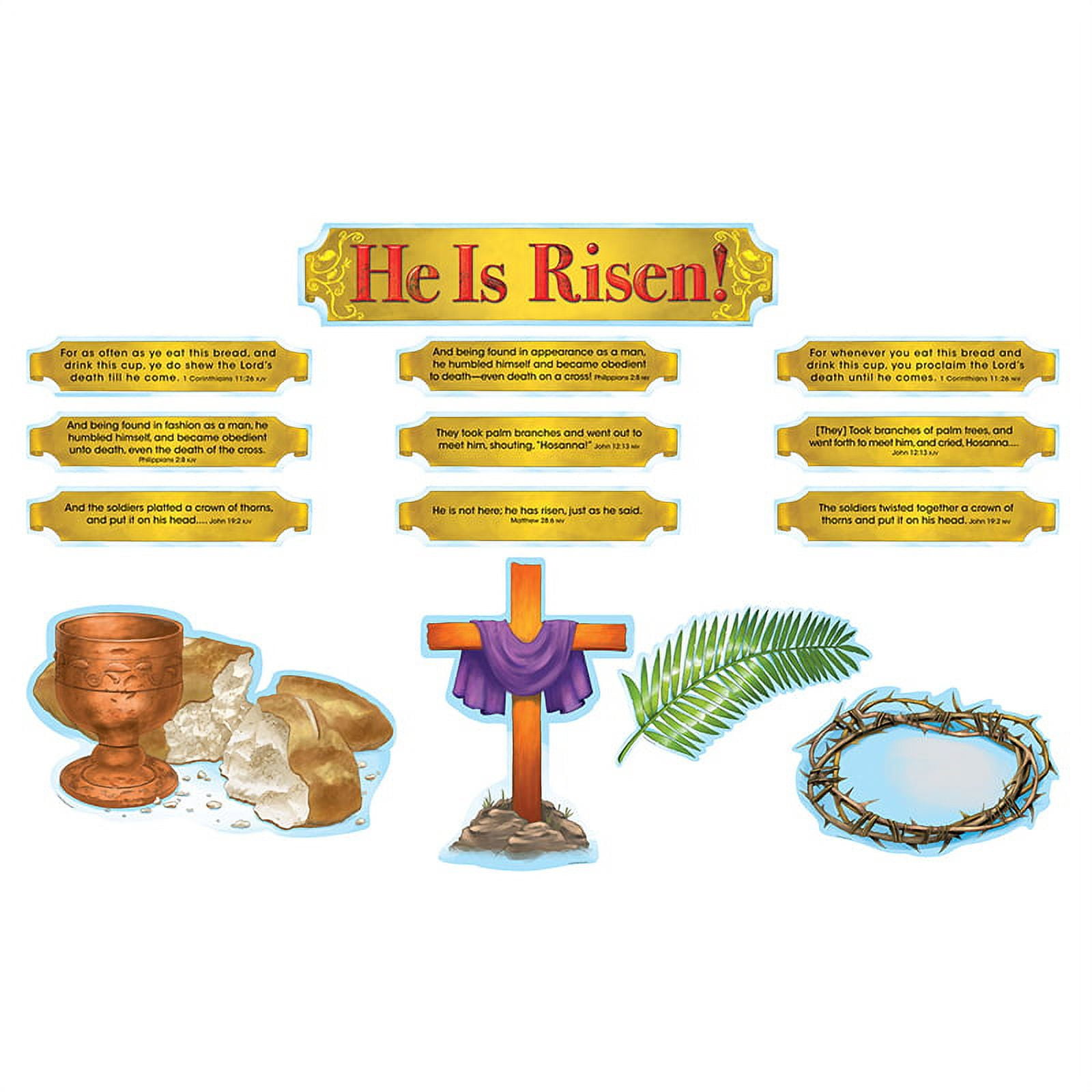 CD210017 He Is Risen! Bulletin Board Set by Carson Dellosa