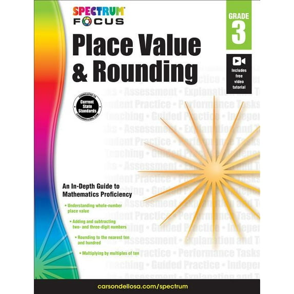 CD-704901 - Spectrum Place Value and Rounding, Grade 3 by Carson Dellosa