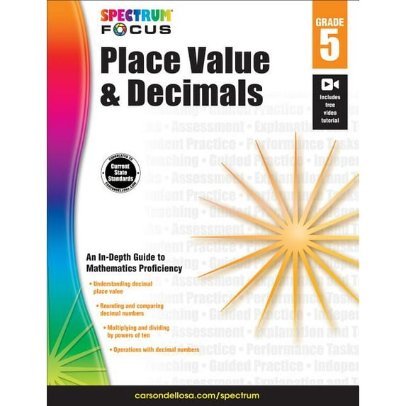 CD-704909 - Spectrum Place Value and Decimals, Grade 5 by Carson Dellosa