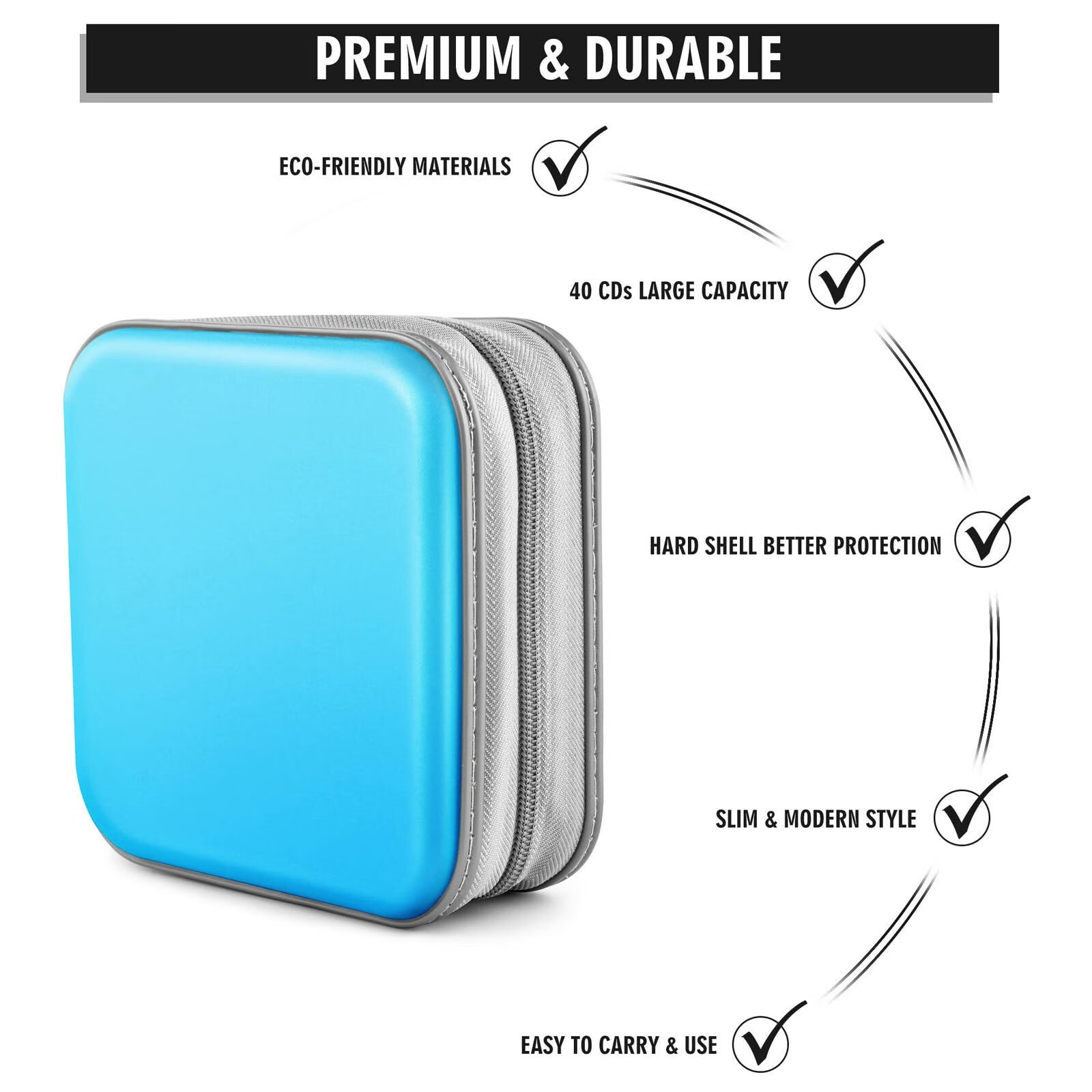 CD Case,40 Capacity CD DVD Case Wallet Holder Portable Disc VCD Heavy