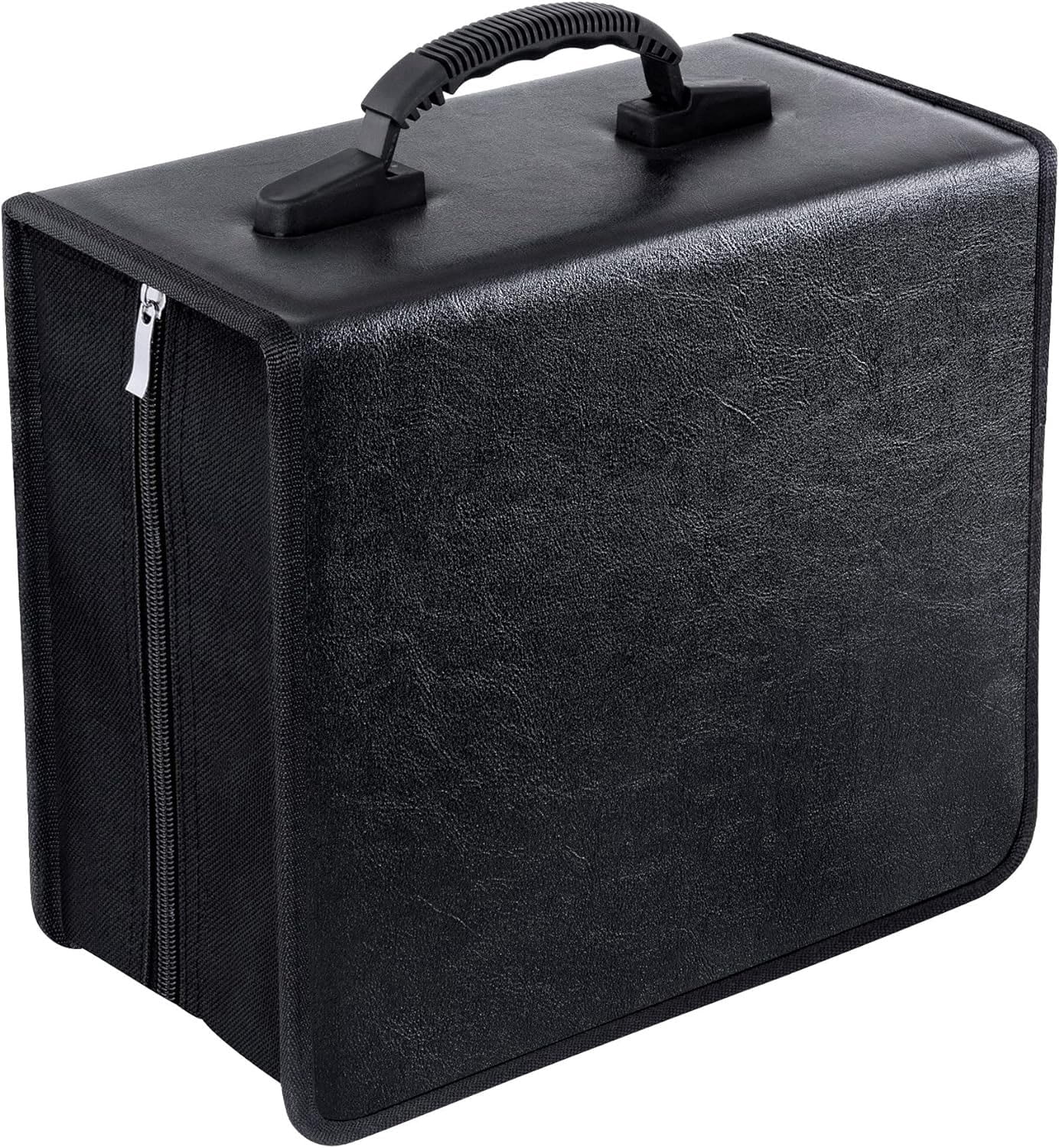 Qaltgc, CD Case, 400 Capacity, Black Leather, Travel Compatible