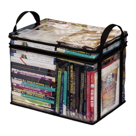 CD Case,DVD Storage Bags Media Organizer Bag for DVDs,Blu Ray Disc, Movie Cases, VHS Box, Video Game Disks, Clear Plastic Holders with Carrying Handles and Zipper - Black