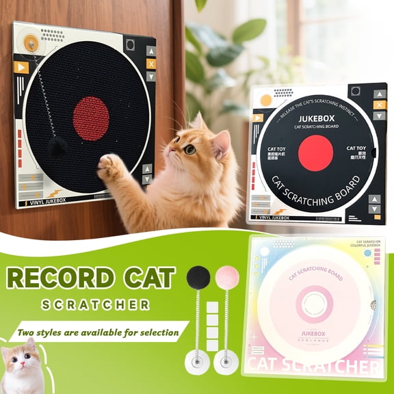 CD Cat Scratcher – Retro Record Player Design,Fun & Durable Scratching Pad for Cats,Eco-Friendly Cardboard,Interactive Cat Toy for Music Lovers & Stylish Home Décor,Black