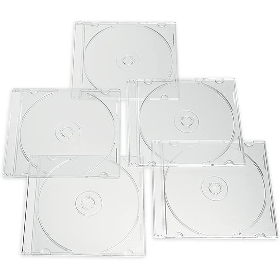CD DVD BlRay Clear Slim Jewel Cases, 5.2 mm 25 Pack